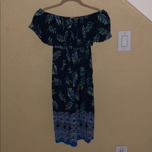 Summery off the shoulder feather pattern dress